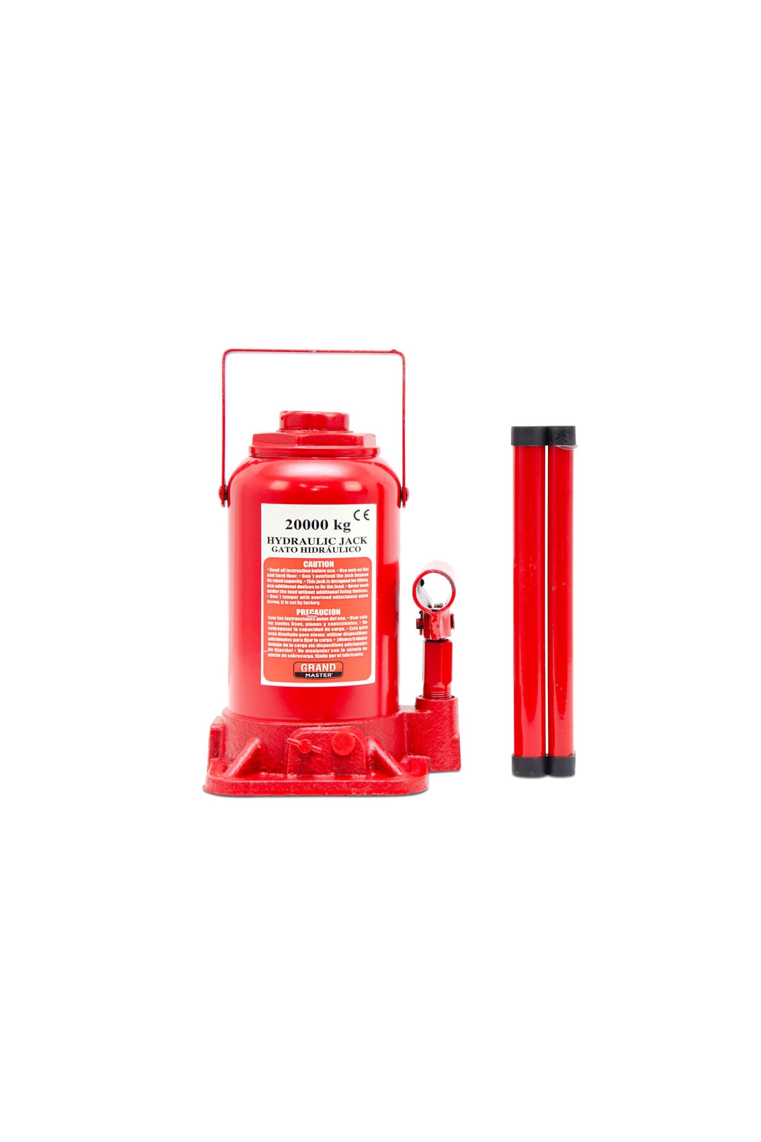 Grandmaster - Cric Hydraulique Bouteille 20t, 235-405mm, Rouge