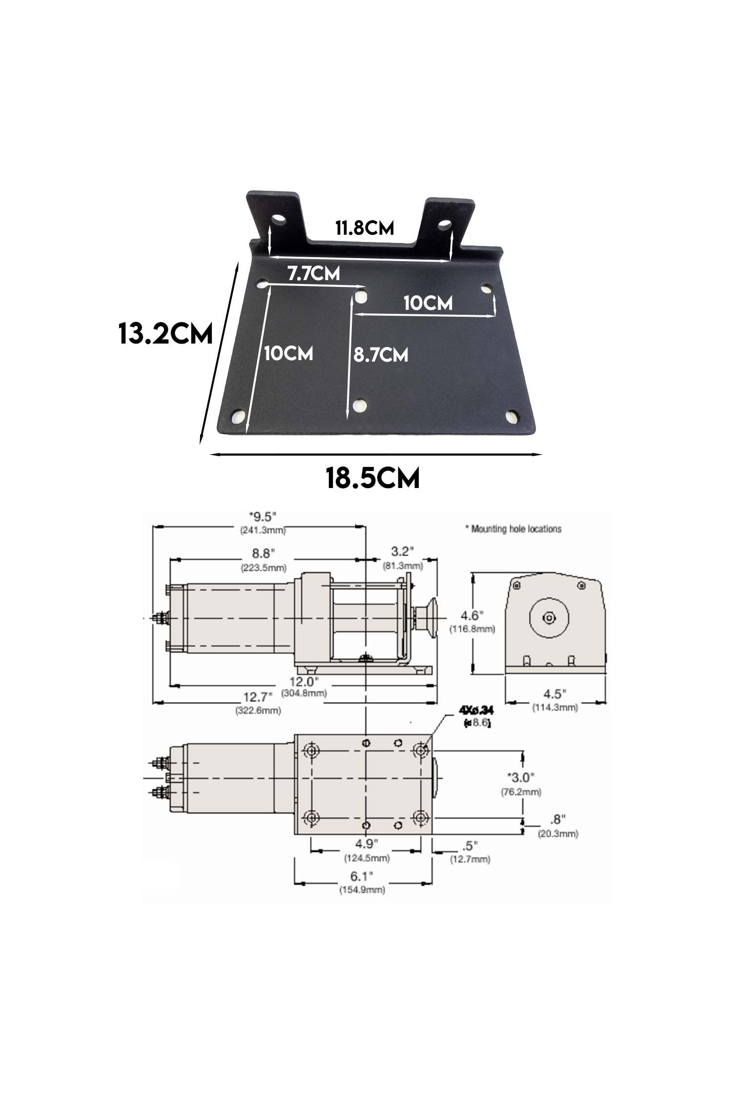 Verricello Elettrico 12V, Capacità 1360kg, Fune D'acciaio, 2 Telecomandi